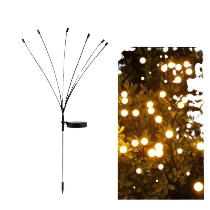 6 LED Solar Swaying Firefly Lights – Waterproof Outdoor Garden Lights for Yard, Patio, and Pathway