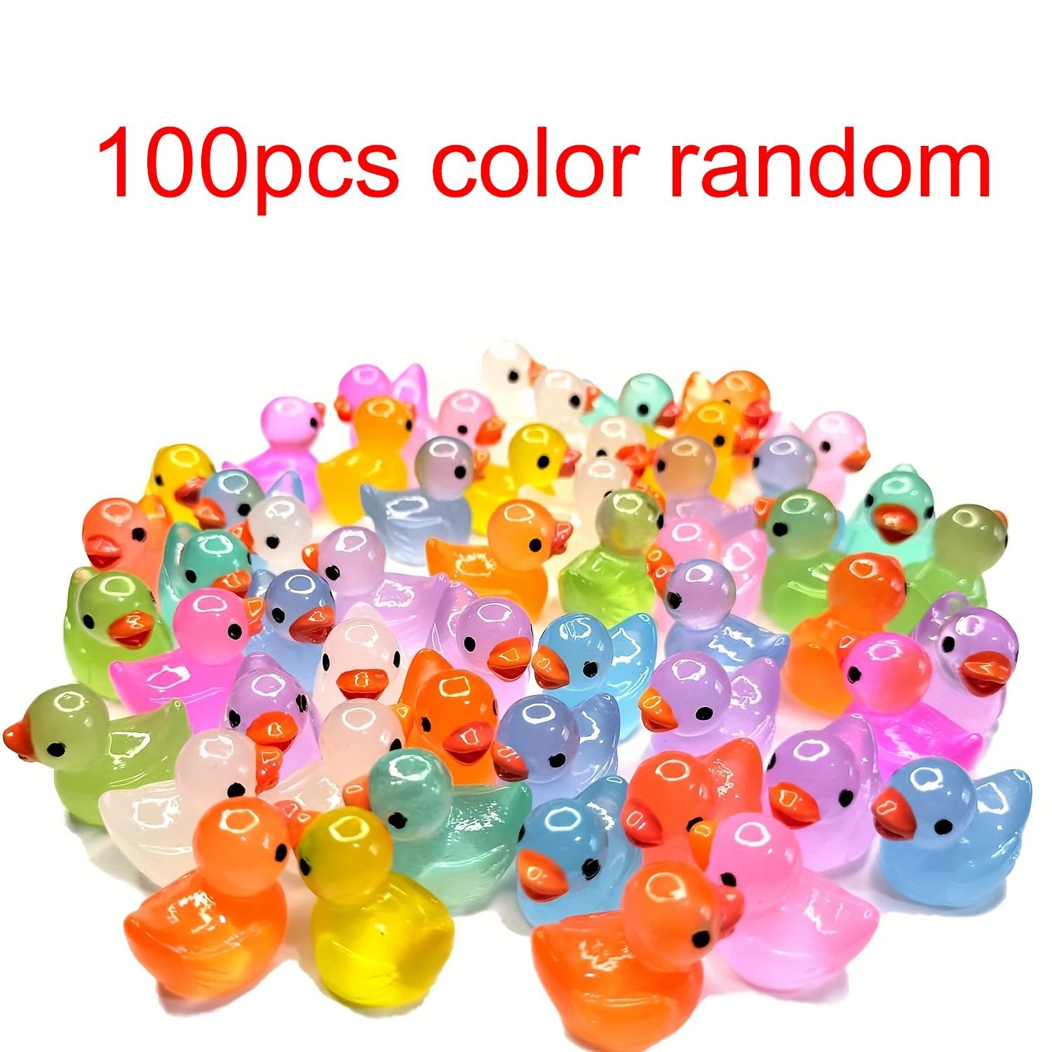 Luminous Mini Duck Micro Landscape Figurines (30/60/100 Pack) – Glow in the Dark Miniature Fairy Garden Decor