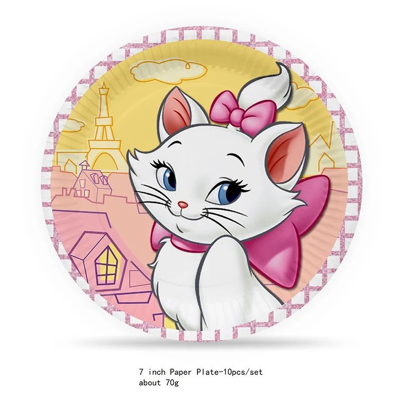 Disney Marie Cat Happy Birthday Party Supplies – Pink Aristocats Foil Balloons, Plates, Cups & Baby Shower Decor