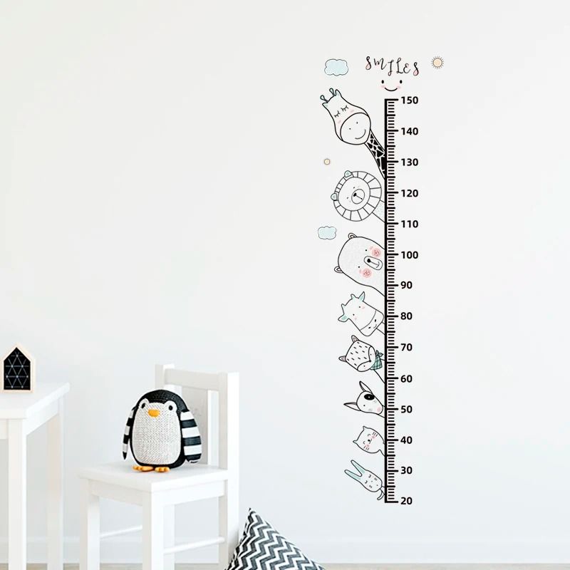 3 PC Cartoon Animal Height Ruler Wall Stickers – Waterproof Removable PVC Growth Chart Decals for Kids Room & Kindergart