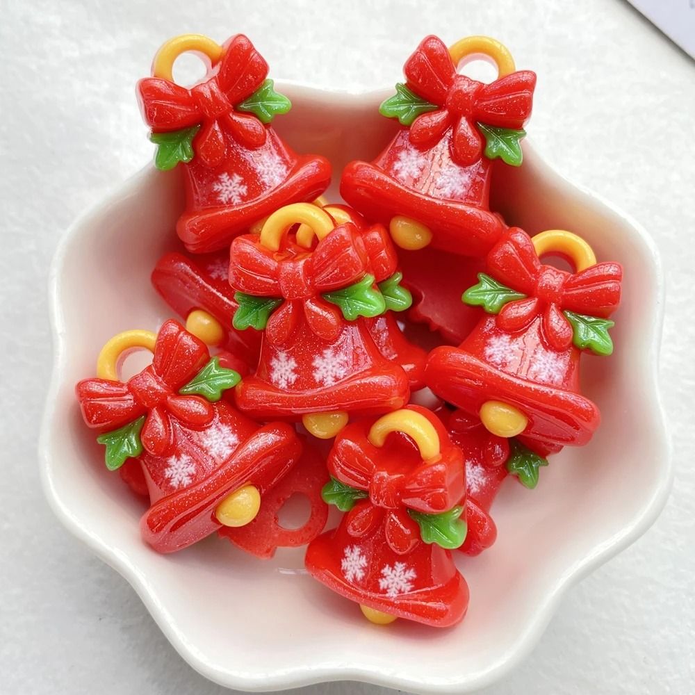 10 Pcs Cute Resin Christmas Snowman Tree Bell Flatback Scrapbooking DIY Jewelry Craft Accessories
