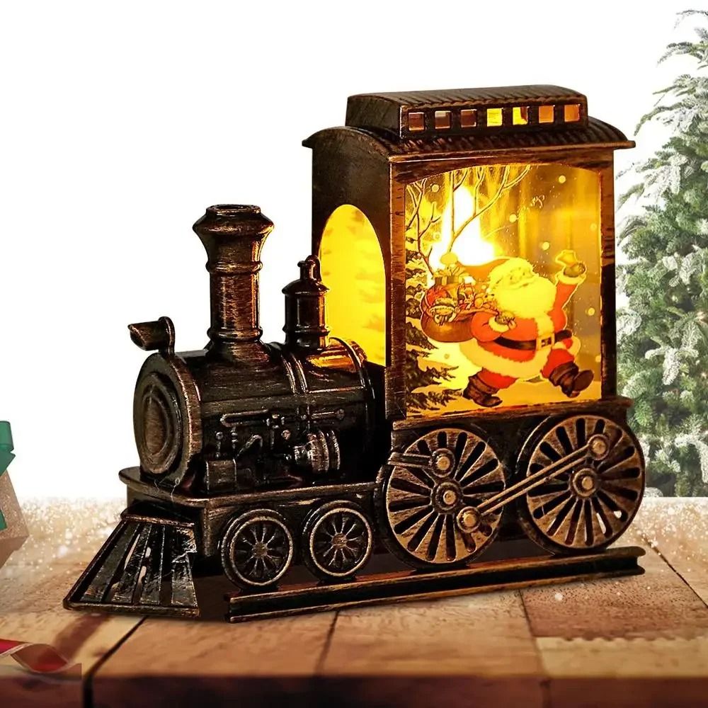 Christmas Crystal Ball Ornament LED Lighted Train Santa Claus Snow Globe Home Party Holiday Decor