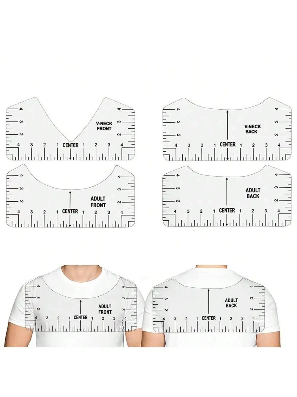 Shirt Alignment Ruler Tool Set T-Shirt Measuring Guide for Heat Transfer Vinyl