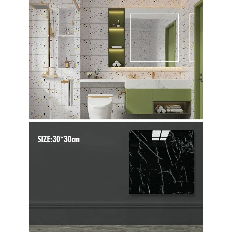 Waterproof Marble Tile PVC Self Adhesive Vinyl Wall Stickers for Bathroom, Kitchen, and Cupboard Backsplash