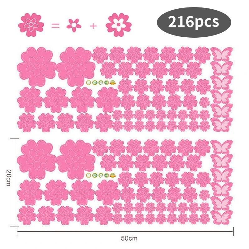 Botanical Floral Art Wall Decals 108 Piece Pack Self Adhesive Vinyl Stickers for Bedroom Living Room and Home Nursery De
