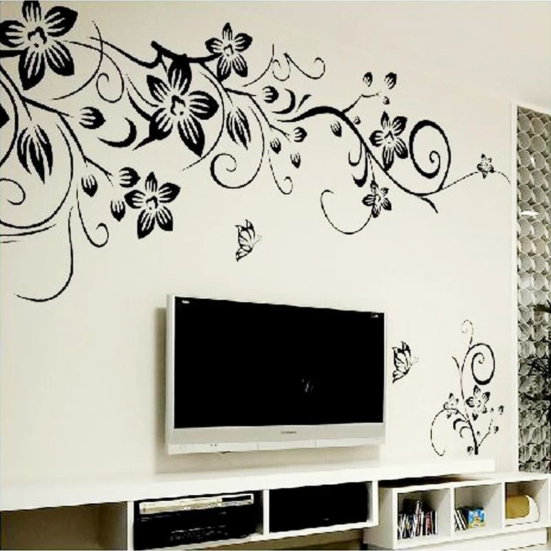 Romantic Floral Art Mural Decal Waterproof Self Adhesive Vinyl Wall Sticker for Bedroom Living Room and Home Decor