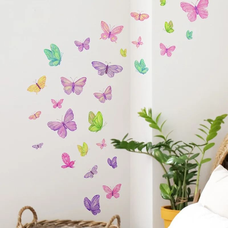 Enchanting Fluttering Wings Art Wall Decals Self Adhesive Removable Vinyl Stickers for Kids Room Bedroom and Living Room