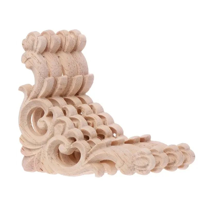 4 Piece Unpainted Carved Wood Corner Onlay Applique Set
