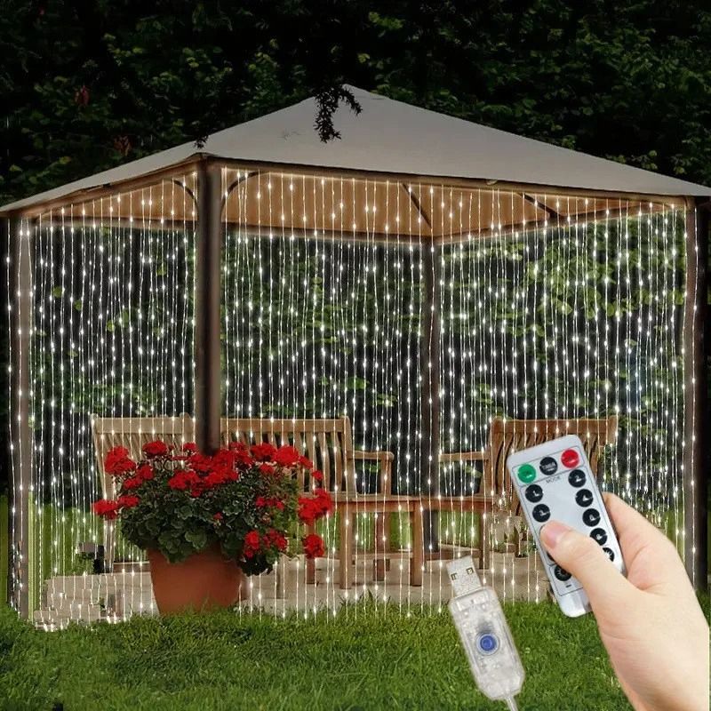 Multipurpose 8 Mode USB Powered LED Curtain String Lights for Bedroom and Event Decor