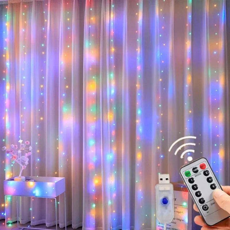 Remote Controlled 3M Series USB Waterfall LED Curtain Garland Fairy String Lights for Christmas and Wedding Decor