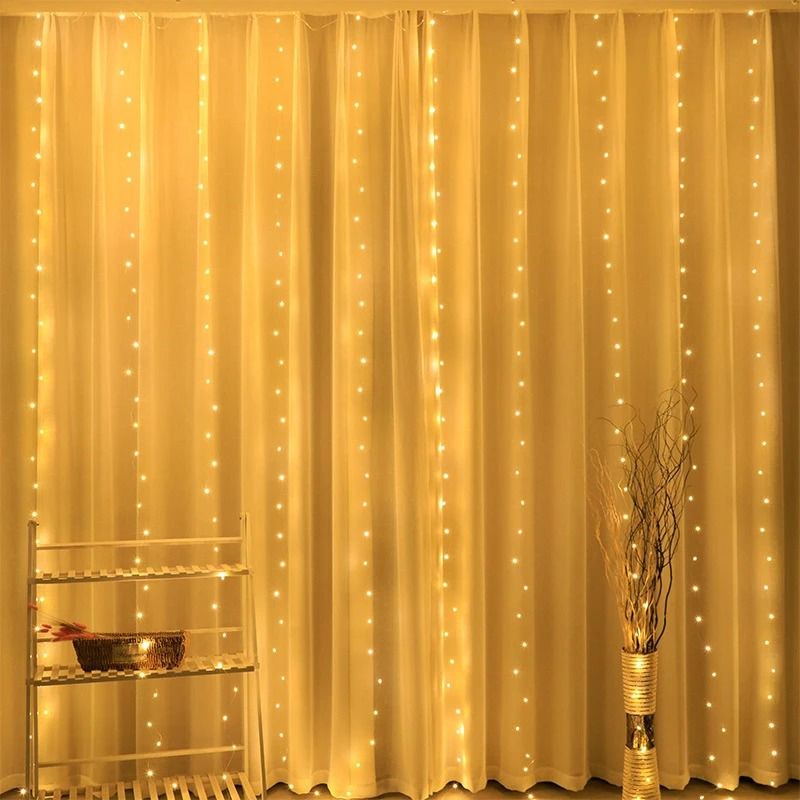 Remote Controlled USB LED Curtain String Fairy Lights with 8 Modes for Holiday and Wedding Decor