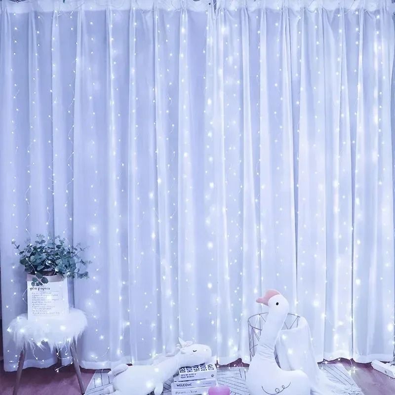Remote Controlled USB Window LED Curtain Garland Fairy Lights with Multi Width Size Options for Holiday Decor