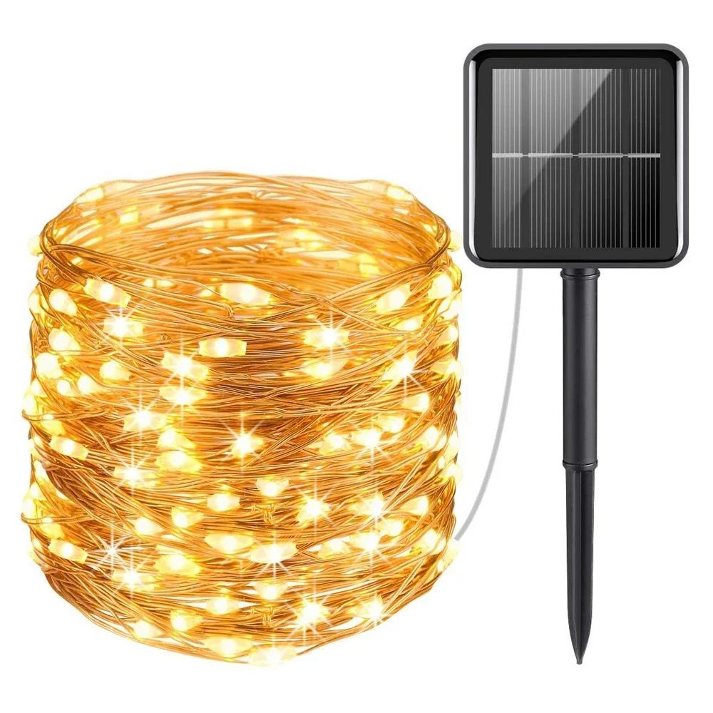Outdoor Solar Powered LED Fairy String Lights with 8 Modes for Garden, Patio, Tree, and Christmas Decor