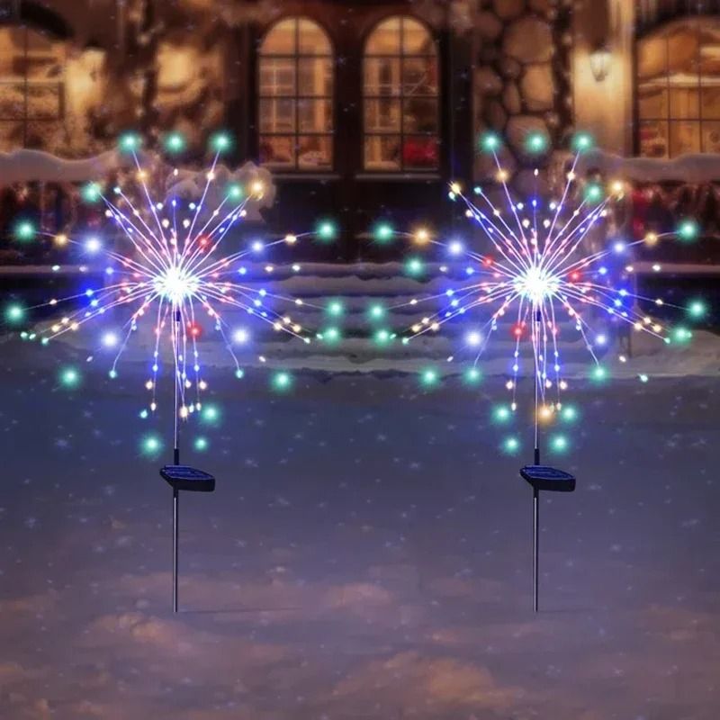Outdoor 90 LED Solar Flower Starburst Lights with 8 Lighting Modes for Garden Lawn Pathway and Holiday Accent
