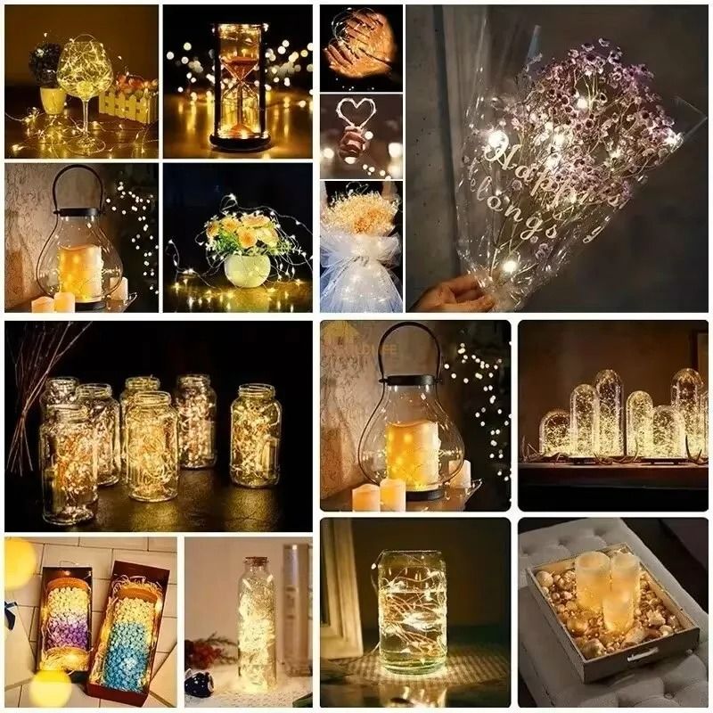 10 Pack Battery Powered Colored LED String Lights Atmosphere Fairy Garlands for Outdoor Room Wedding Party and Festival