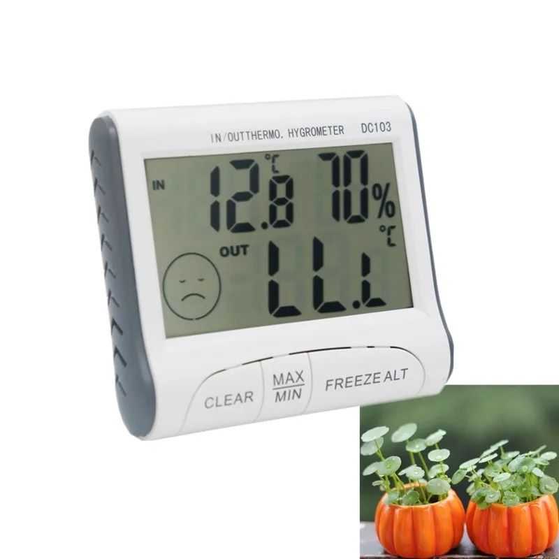 DC103 LCD Digital Thermometer Hygrometer Weather Station with Max Min Memory and Outdoor Sensor Probe