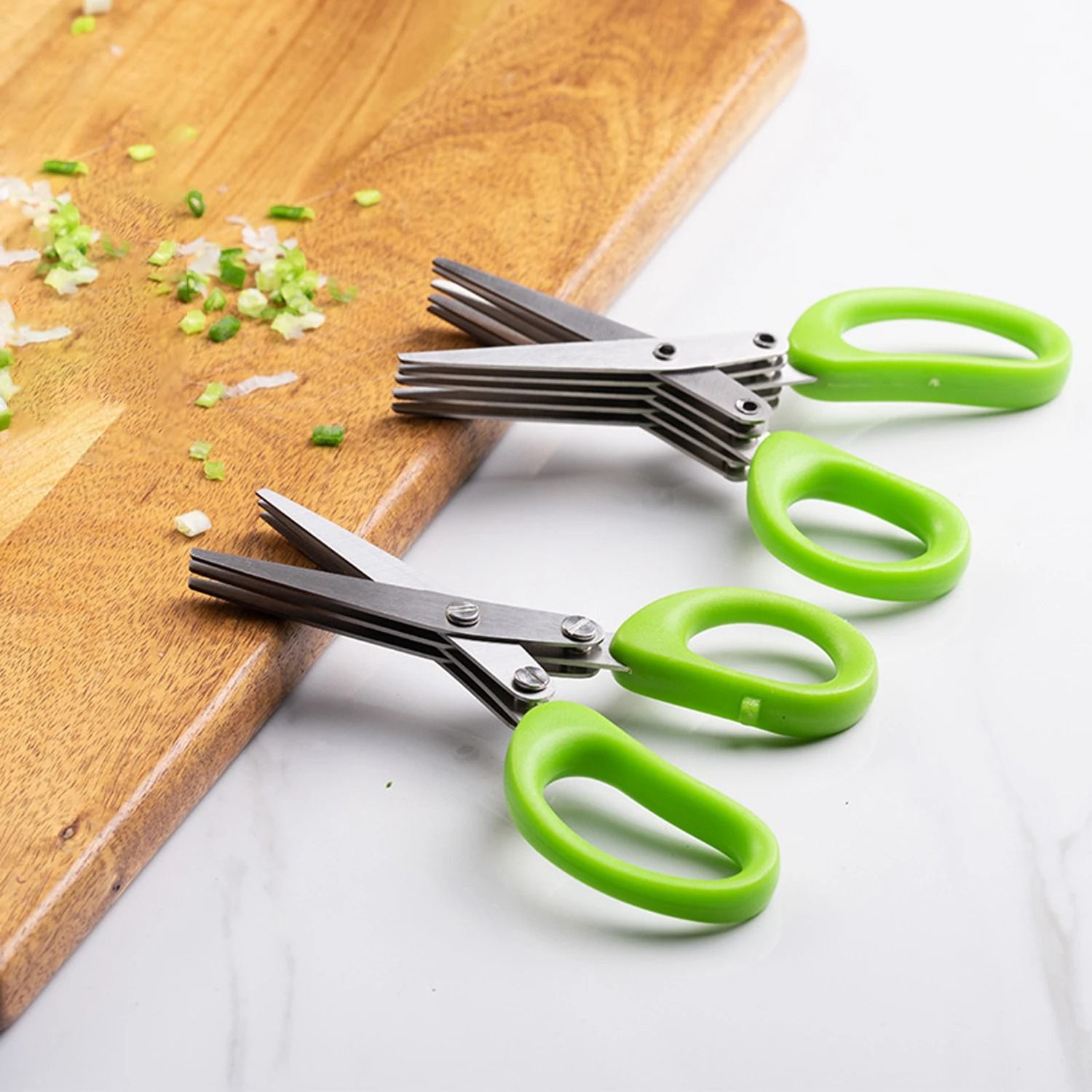 Multifunctional Stainless Steel Multi Layer Kitchen Herb Scissors Shredded Scallion and Pepper Chopper Tool