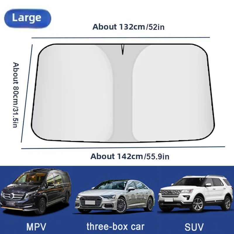 Car Sunshade Front Windshield Titanium Silver Thickened Sun Shade Cover Foldable UV Protection Interior Heat Shield