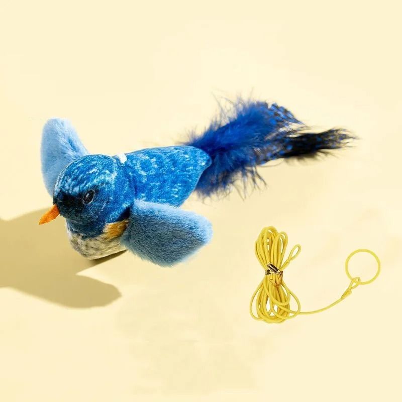 Interactive Simulation Sounding Bird Plush Cat Toy Electric Chirping Chew Bite Toy