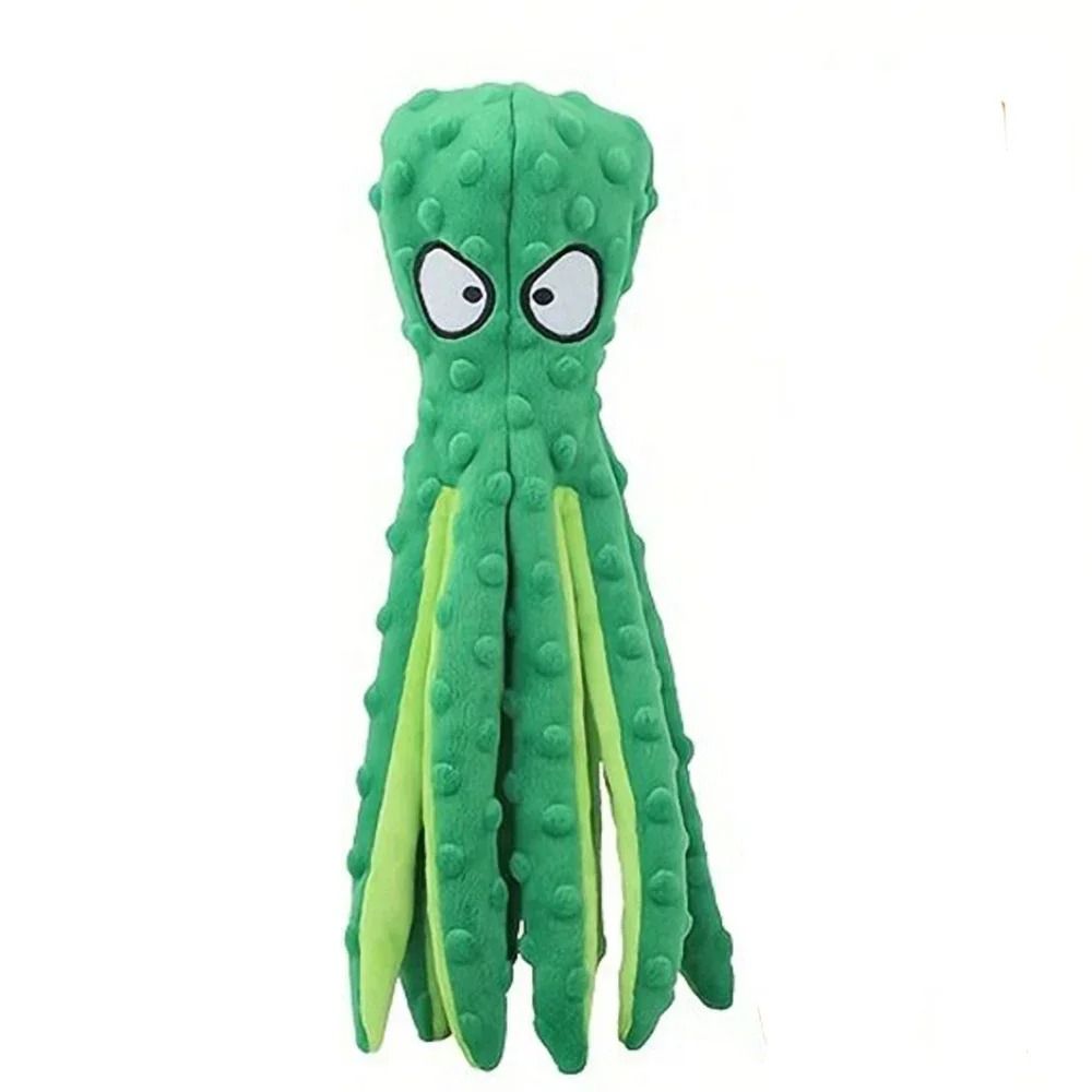 No-Stuffing Squeaky Crinkle Octopus Plush Dog Chew Toy for Puppies Small Medium Dogs