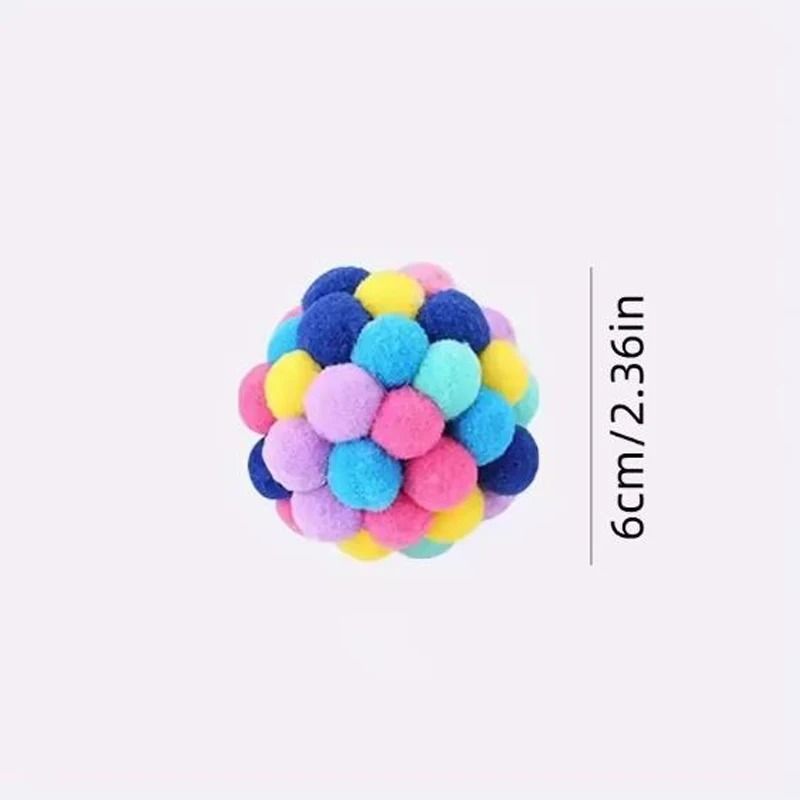 1-Piece or 3-Piece Colorful Plush Bouncy Bell Ball Cat Toys Soft Woolen Pompoms