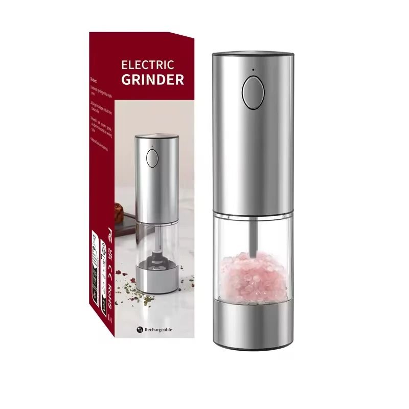 Automatic Electric Pepper Mill USB Rechargeable Salt and Spice Grinder with LED Light