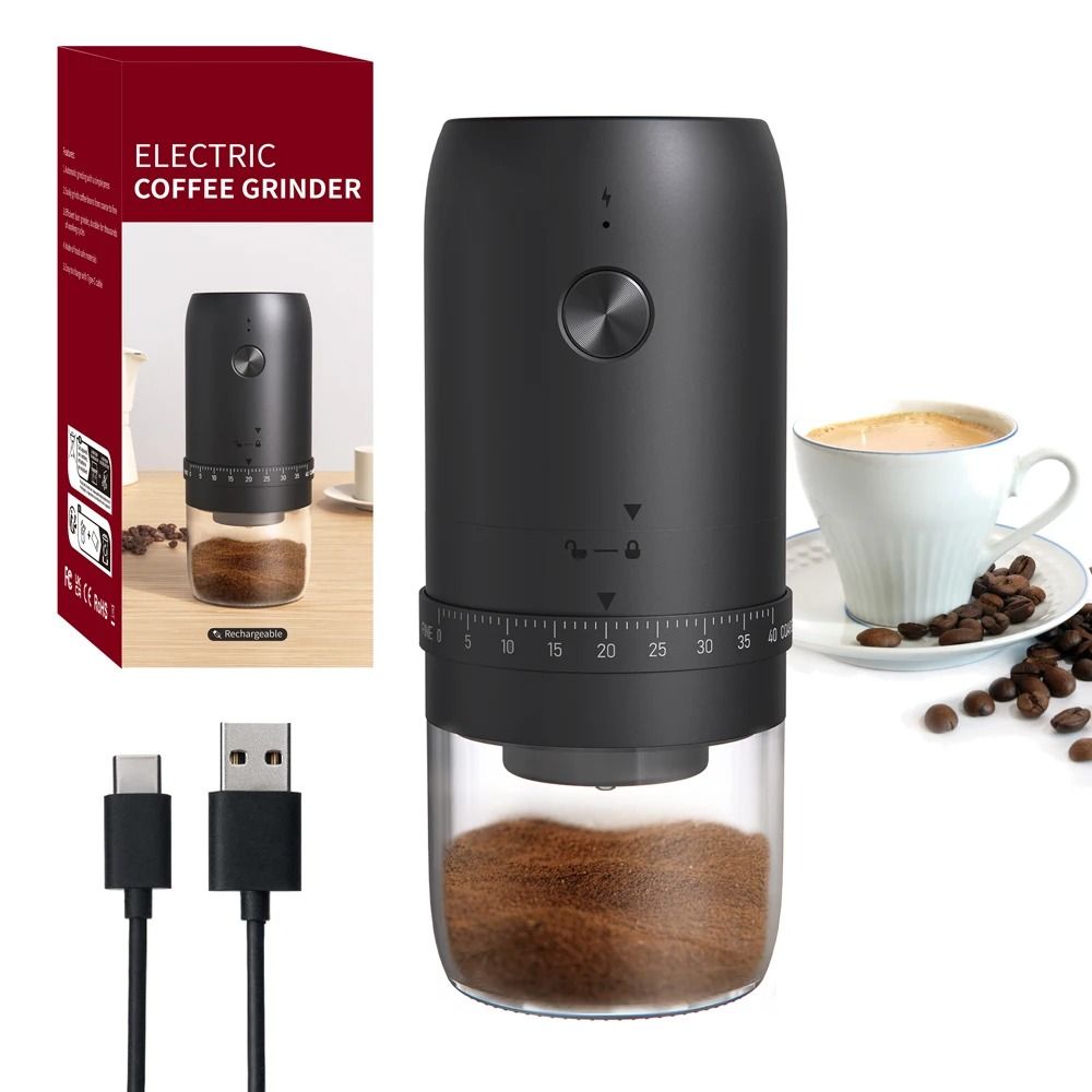 Portable Electric Coffee Bean Grinder Cordless Burr Mill with 40 Fine Adjustment Settings