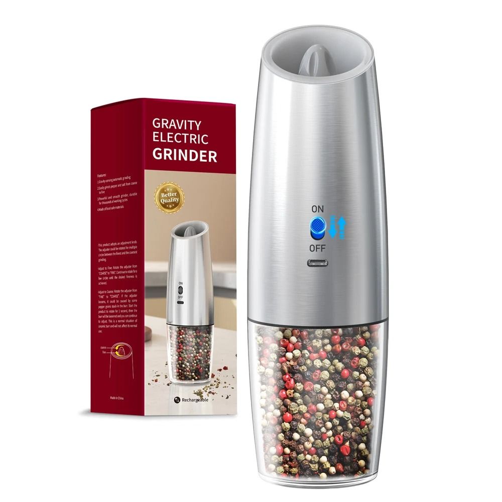 Automatic Electric Salt and Pepper Grinder Set with LED Light and Adjustable Coarseness