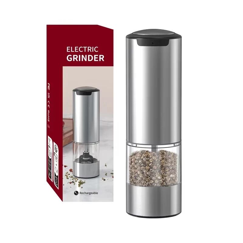 USB Rechargeable Automatic Salt and Pepper Grinder with LED Light and Adjustable Coarseness