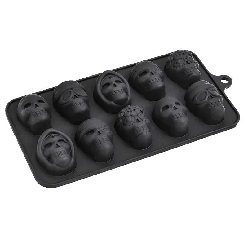 Skull Silicone Ice Cube Mold Tray – 10 Cavity Reusable Ice Maker and Chocolate Baking Mold for Whiskey and Cocktails
