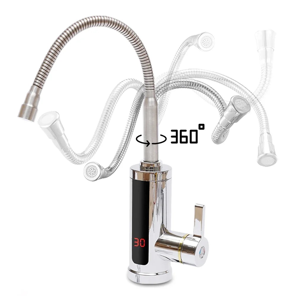 Instant Electric Faucet Heater with LCD Display and Rotating Hot Water Tap
