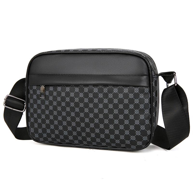 Vintage PU Leather Mens Crossbody Bag Printed Messenger Shoulder Bag