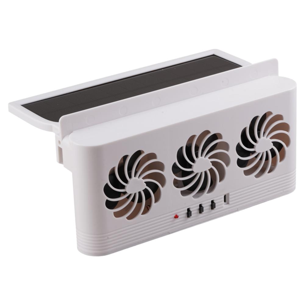Solar Powered Car Window Fan Triple Vent USB Cooling Exhaust Ventilator