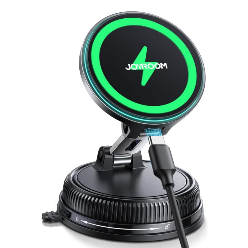 Fast Charging Magnetic Car Phone Holder with Vacuum Suction and Rotation