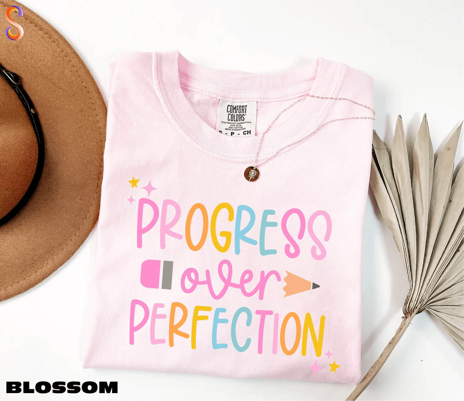 Progress Over Perfection Teacher Shirt Inspirational Comfort Colors Back to School Tee