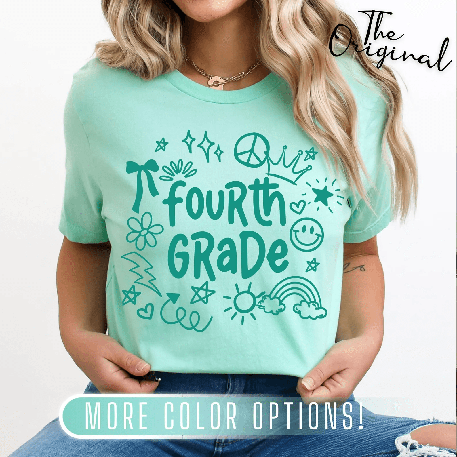 Fourth Grade Teacher Shirt 4th Grade Team Doodle Back to School Teacher Tee