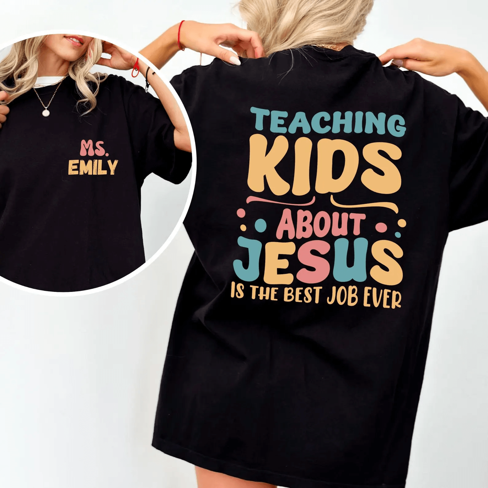 Comfort Colors Teaching Kids About Jesus Shirt | Christian Teacher Bible Verse Sunday School Tee