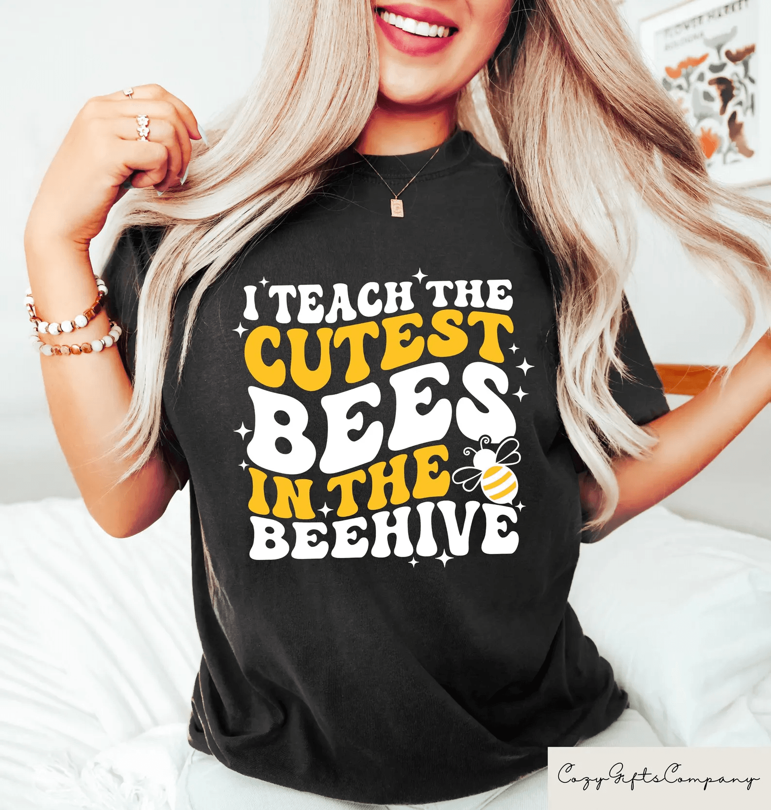 I Teach The Cutest Bees In The Beehive Shirt | Funny Teacher Bee Shirt Kindergarten Teacher Gift Tee