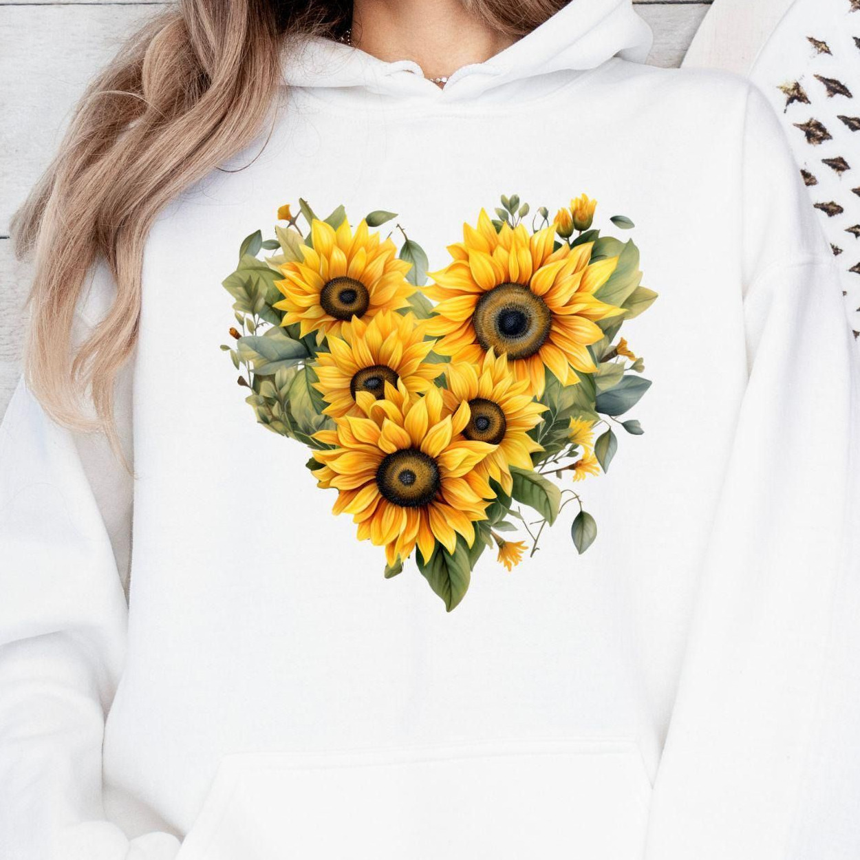 Sunflower Sweatshirts, Floral Long Sleeve Sunflower Sweatshi