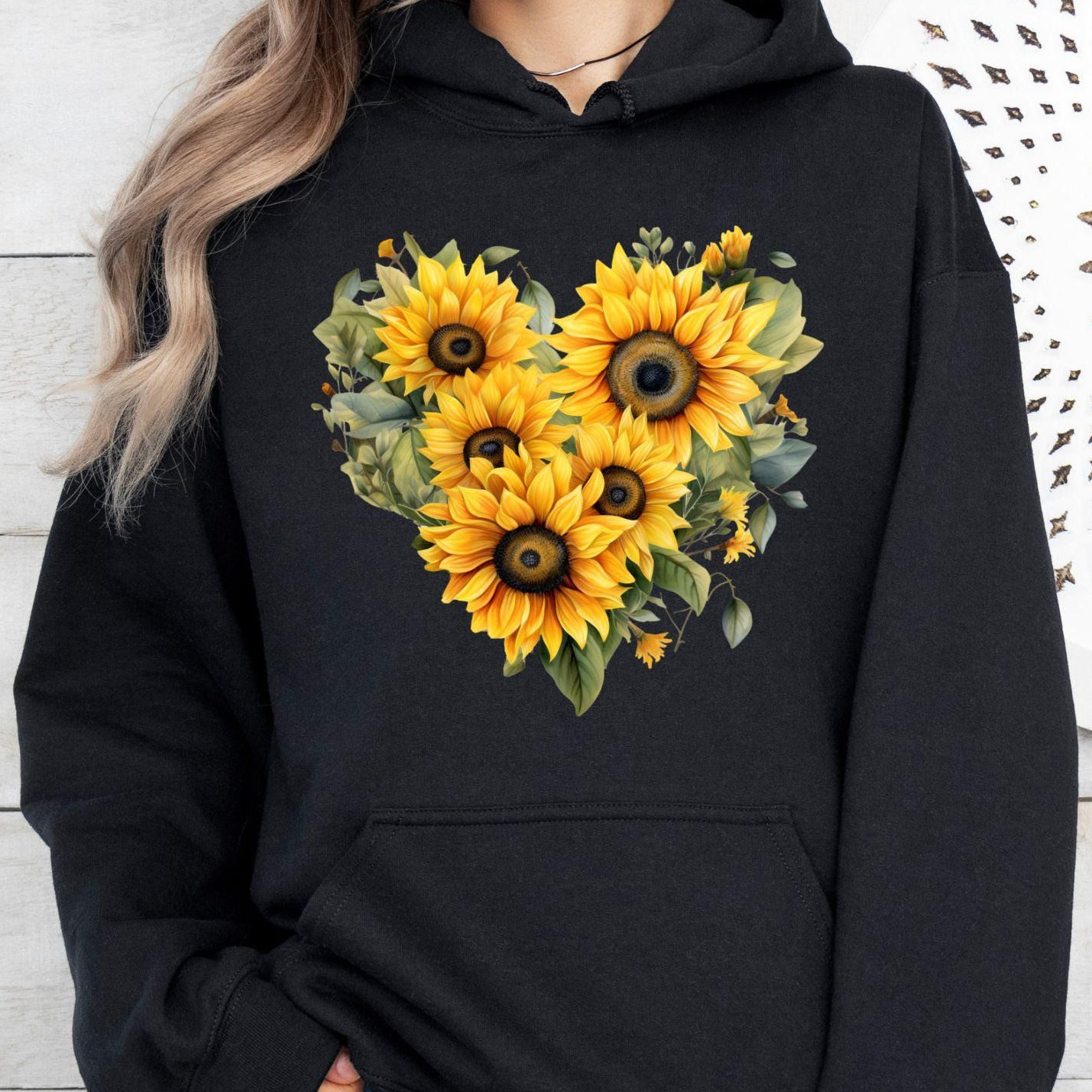Sunflower Sweatshirts, Floral Long Sleeve Sunflower Sweatshi