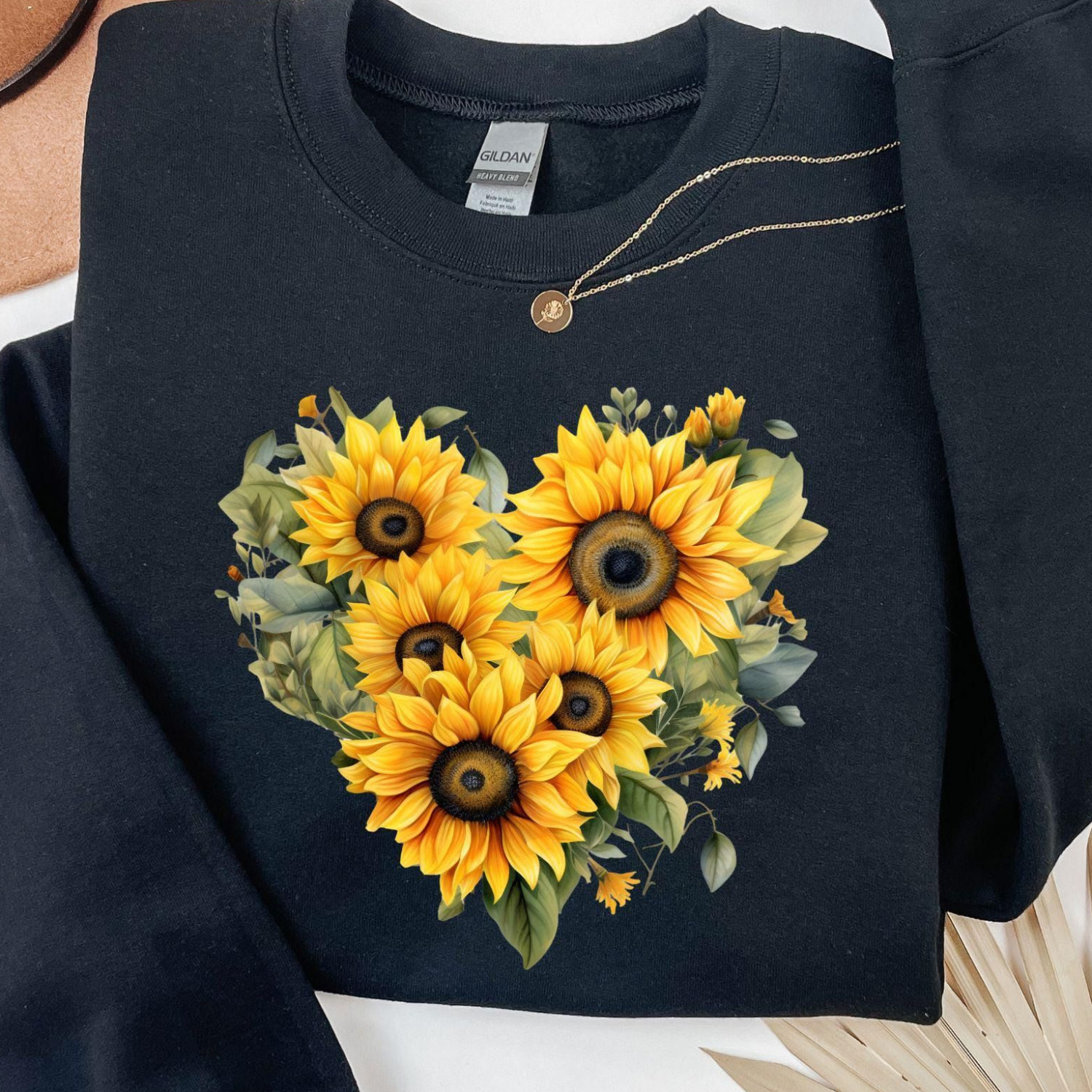 Sunflower Sweatshirts, Floral Long Sleeve Sunflower Sweatshi