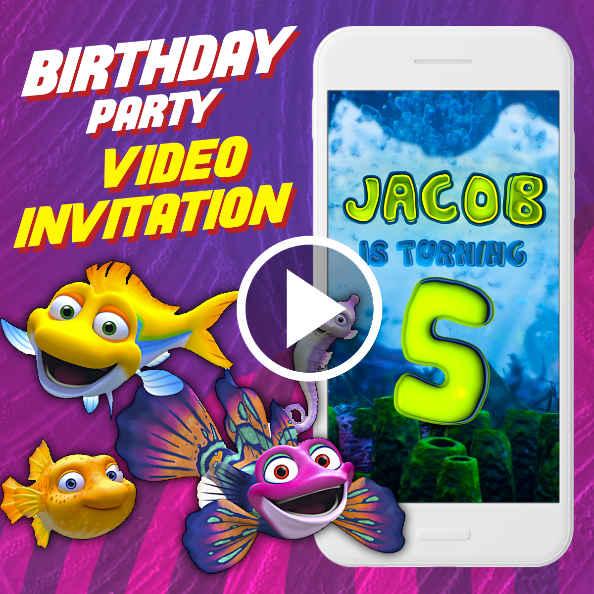Splash and Bubbles Birthday Party Video Invitation,Splash an Inspire