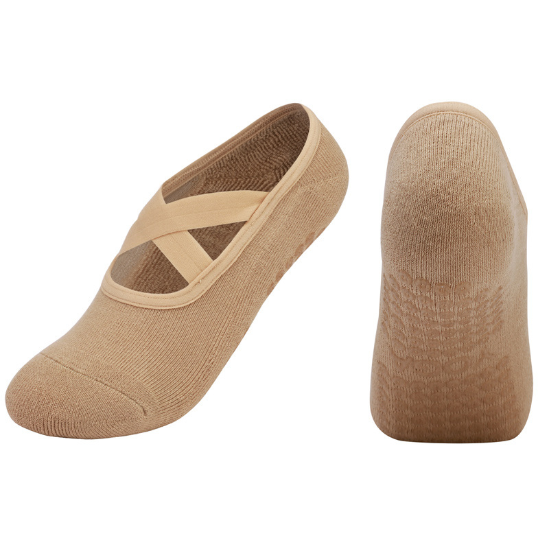 Ladies Breathable Cotton Yoga Socks with Non-Slip Silicone Bandage Pilates Ballet Dance Socks for Fitness and Workout