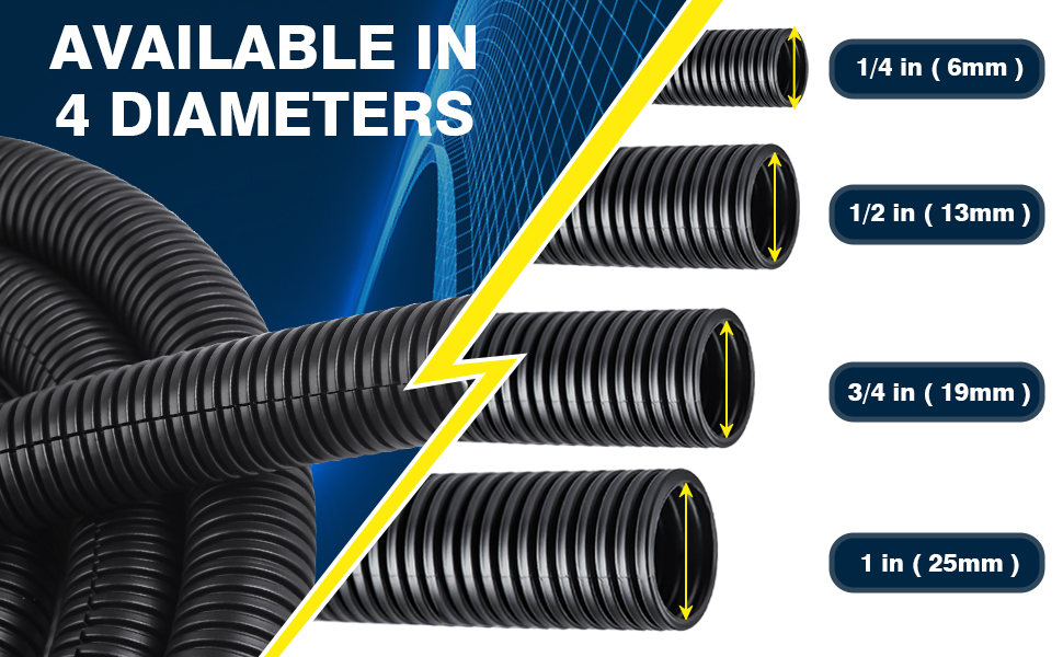 Flexible Wire Covers Flame Retardant Split Wire Loom Tubing with Installation Tool Cord Protectors