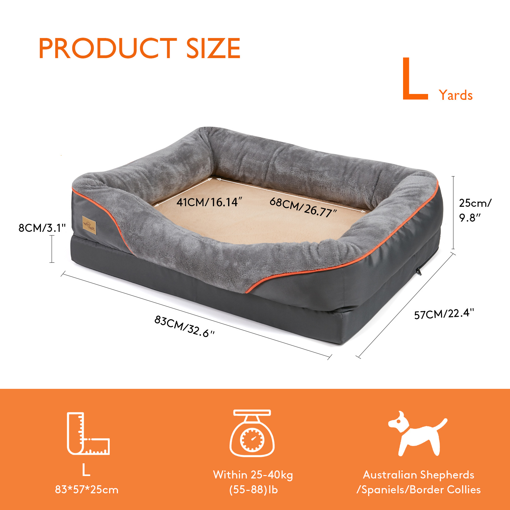 Jumbo Large Orthopedic Dog Bed Memory Foam Quilted Bolstered Pet Couch Elevated Cushion Warm Waterproof Mattress