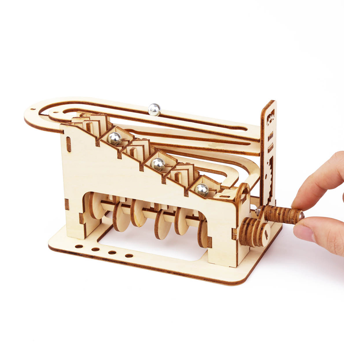 3D Spiral Marble Run Wooden Puzzle Model Kit DIY Mechanical Building Puzzle for Teens