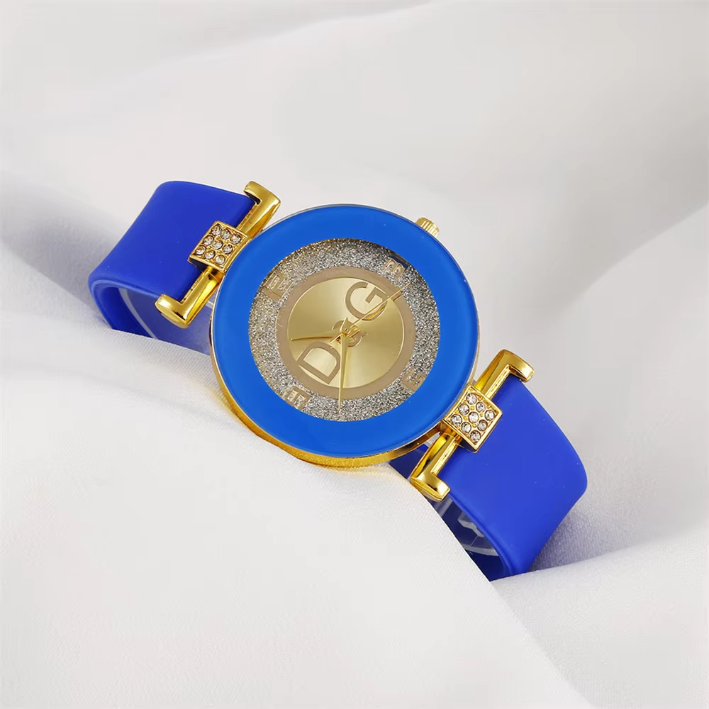 Minimalist Womens Watch Fashion Diamond Design Quartz Watch Silica Gel Strap Luxury Brand Stainless Steel Casual