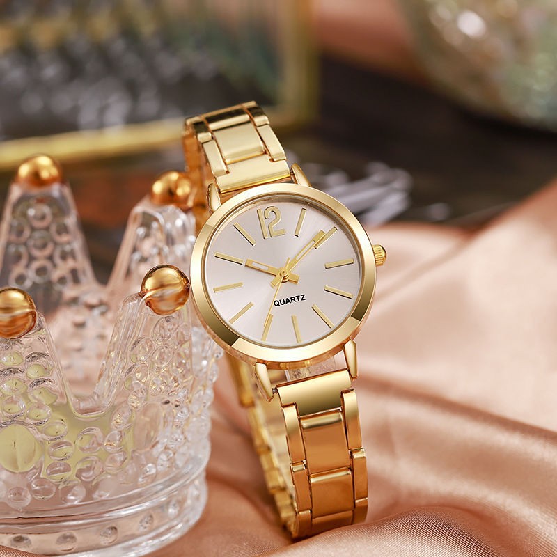 Stainless Steel Fashion Quartz Watch for Women Luxury Watch with Simple Circular Dial