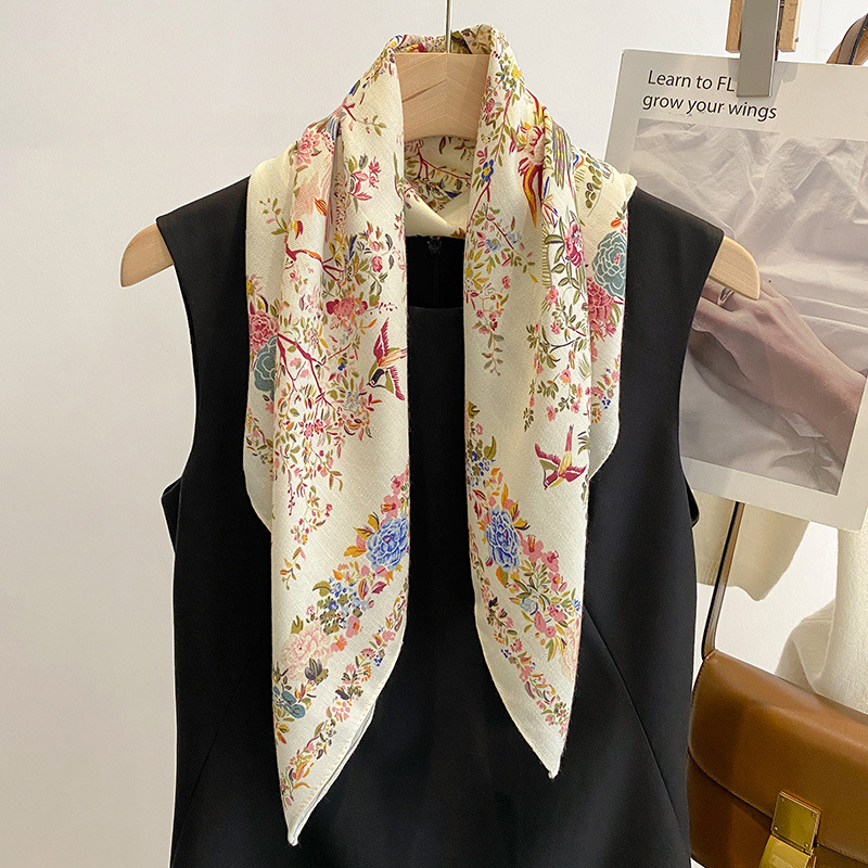 New Pure Cotton Women Scarf Square Foulard Lady's Neck Hair Scarves Design Printed Head Kerchief Fashion Girl Scarf