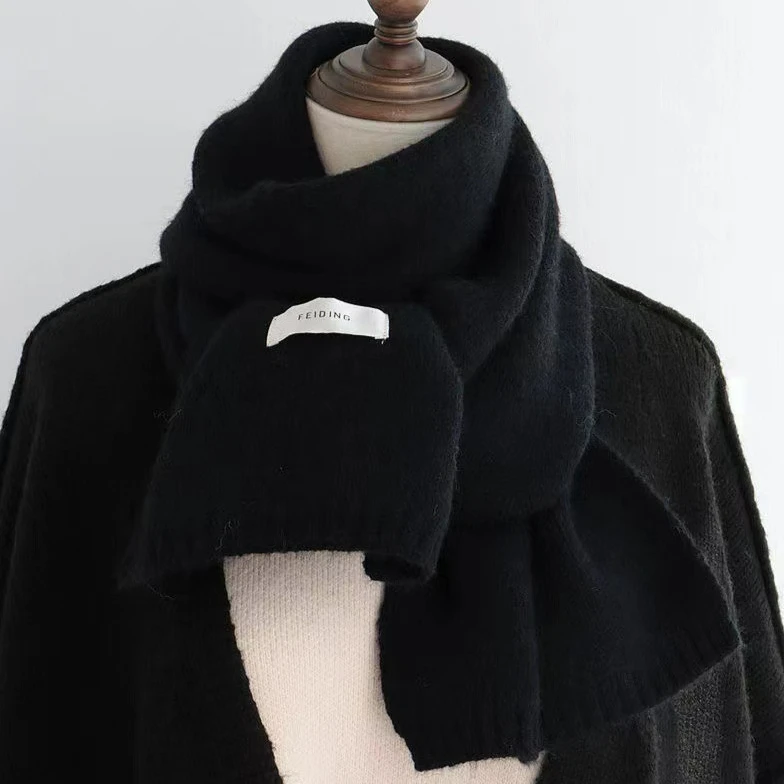 Solid Color Winter Thermal Knitted Scarf Unisex Neck Shawl Wrap Windproof Warm Motorcycle Scarfs for Men Women